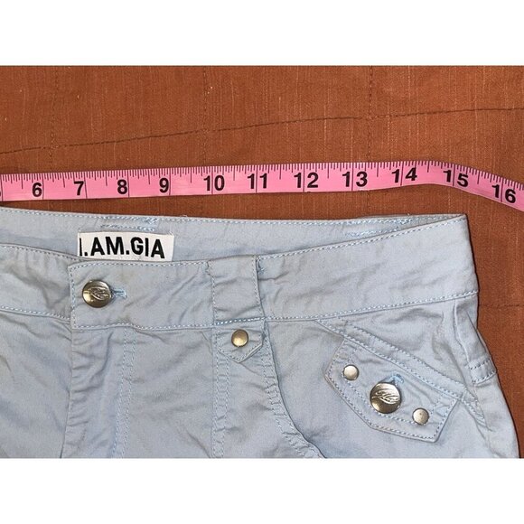 I AM GIA Light Blue Mid-Rise Cotton Pockets Utility Cargo Pants Women's Size M - Picture 5 of 9